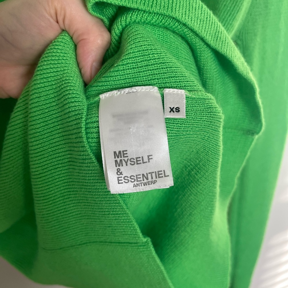 Essentiel Antwerp Neon Green Rib-Knit Crewneck Sweater XS Wool Blend - Picture 5 of 7
